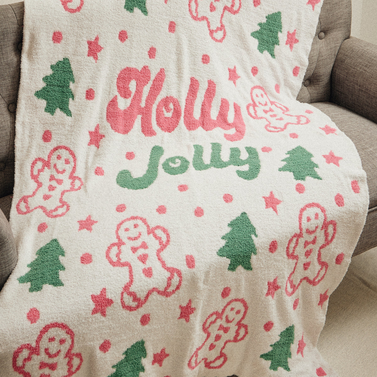 Christmas Holly Jolly Terry Cloth Blanket