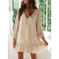 Casual Multi-Button Long Sleeve Dress