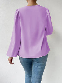 Loose Draped V-Neck Long-Sleeved Top