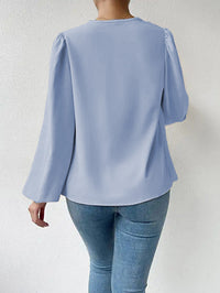 Loose Draped V-Neck Long-Sleeved Top