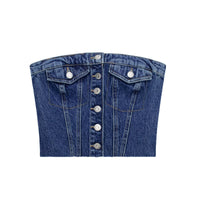 Washed Denim Corset Tube Top