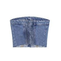 Washed Denim Corset Tube Top