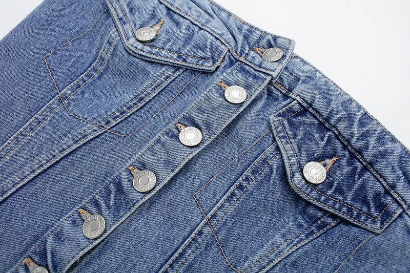 Washed Denim Corset Tube Top
