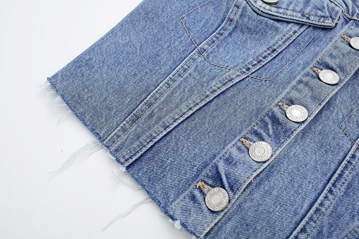 Washed Denim Corset Tube Top