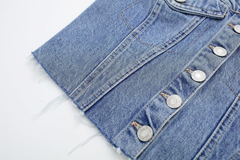 Washed Denim Corset Tube Top