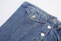 Washed Denim Corset Tube Top