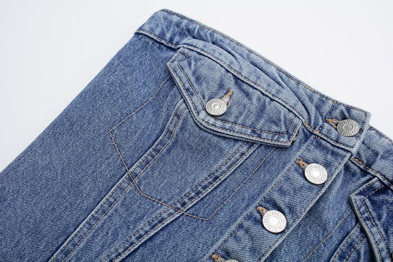 Washed Denim Corset Tube Top