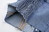 Washed Denim Corset Tube Top