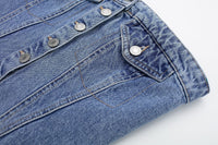 Washed Denim Corset Tube Top