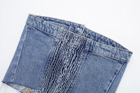 Washed Denim Corset Tube Top