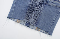 Washed Denim Corset Tube Top