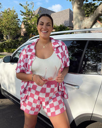 Checkered Knit Shirt &amp; Shorts Set