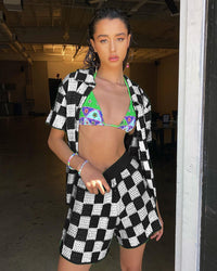 Checkered Knit Shirt &amp; Shorts Set