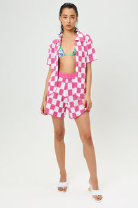 Checkered Knit Shirt &amp; Shorts Set