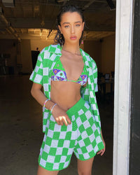 Checkered Knit Shirt &amp; Shorts Set