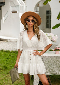 Bohemian Lace Mosaic Bat Sleeve Dress