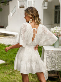 Bohemian Lace Mosaic Bat Sleeve Dress