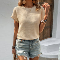 Slim Fit Knit Top with Ruffle Detail