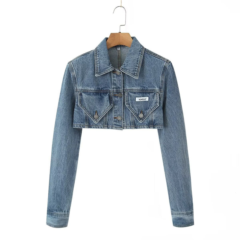 Slim Fit Cropped Denim Jacket