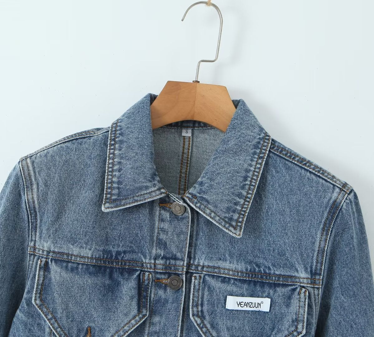 Slim Fit Cropped Denim Jacket