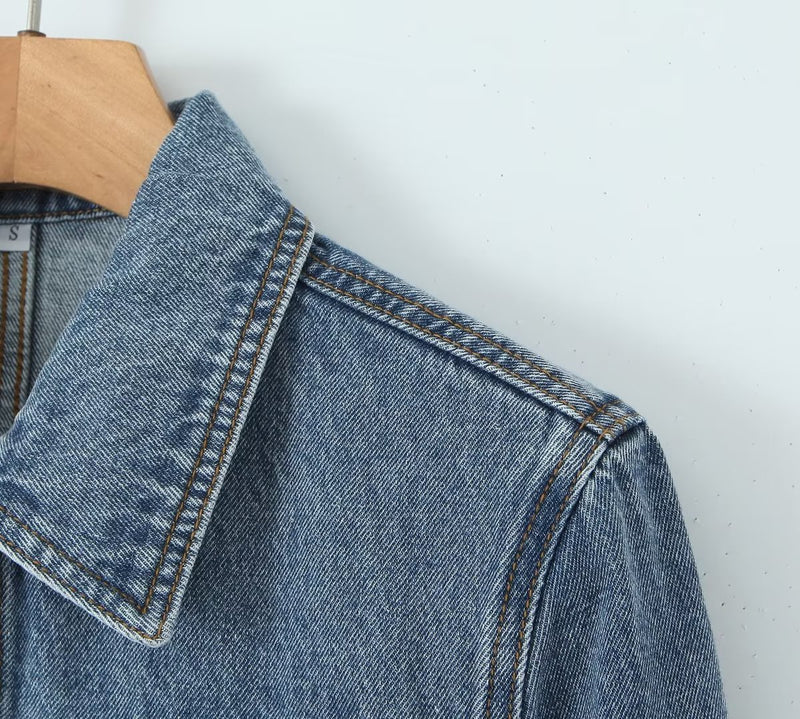 Slim Fit Cropped Denim Jacket