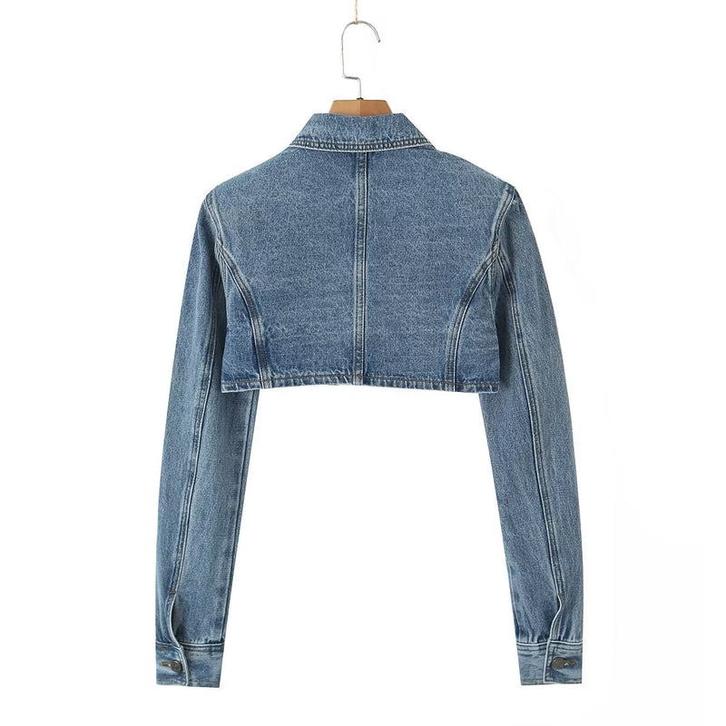 Slim Fit Cropped Denim Jacket
