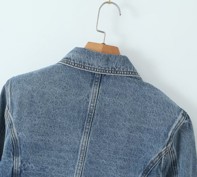 Slim Fit Cropped Denim Jacket