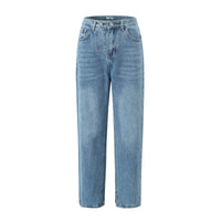 Spring High Waist Casual Micro Elastic Front Slit Slightly Flared Jeans