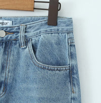 Spring High Waist Casual Micro Elastic Front Slit Slightly Flared Jeans