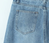 Spring High Waist Casual Micro Elastic Front Slit Slightly Flared Jeans
