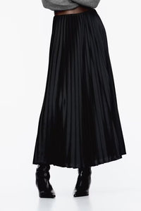 Silk Satin Pleated Long Skirt