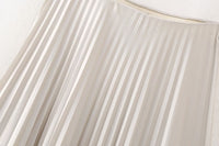 Silk Satin Pleated Long Skirt