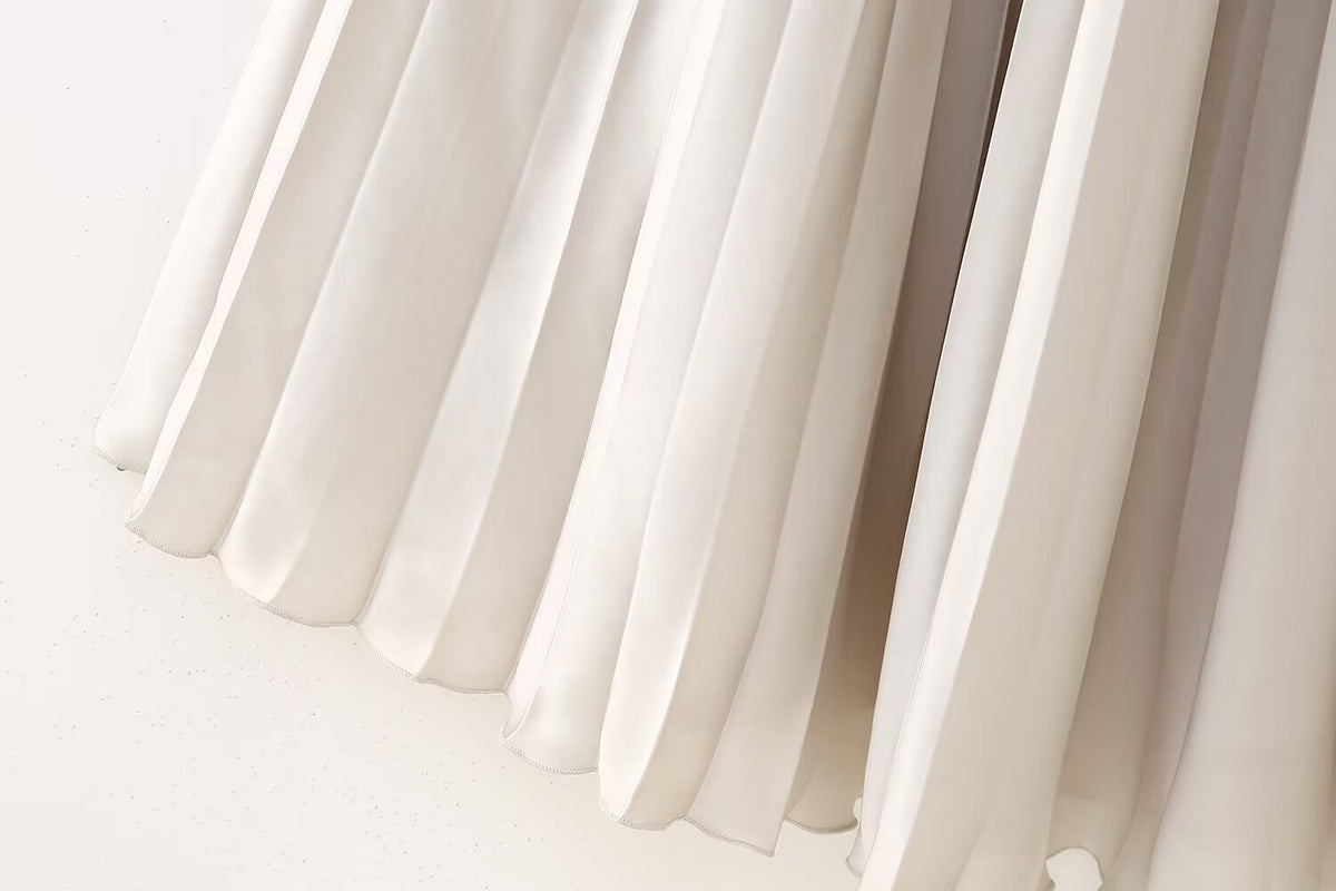 Silk Satin Pleated Long Skirt