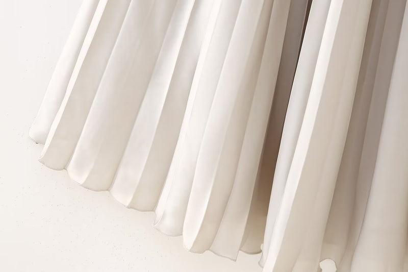 Silk Satin Pleated Long Skirt