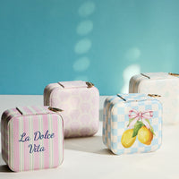 Seashell Print Travel Jewelry Case – Square Zipper Jewelry Organizer