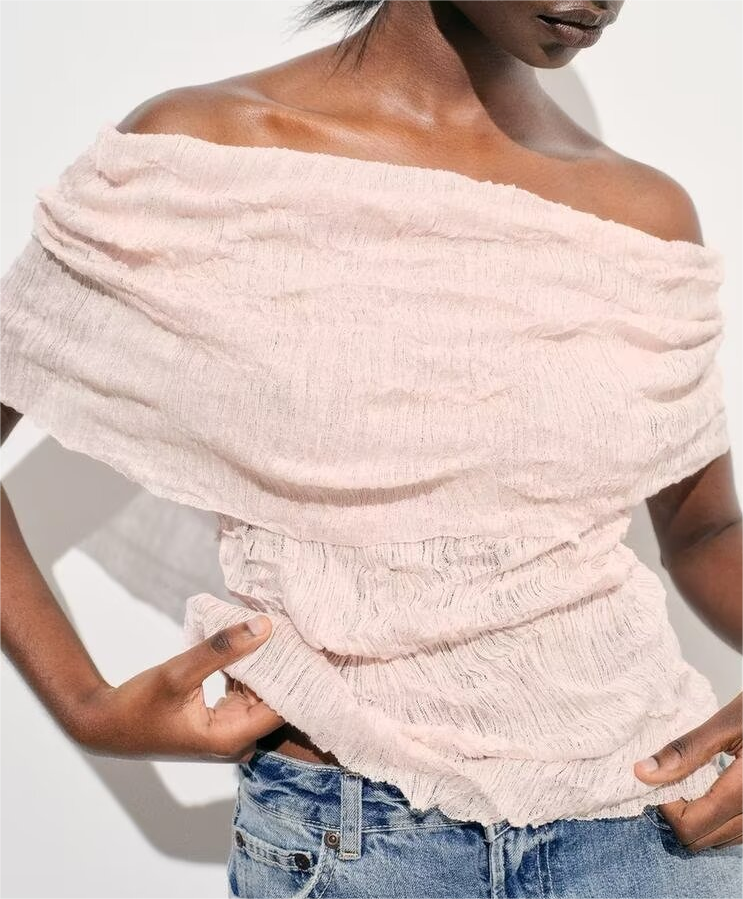 Off-Shoulder Pleated Top