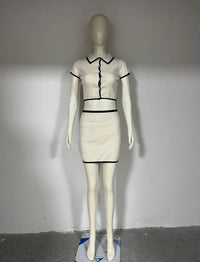Black Contrast Trim Knitted Set
