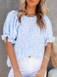 Printed Puff Sleeve Blouse