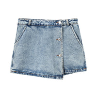 Summer Women Clothing Casual All Matching Double Breasted Denim Skirted Leggings