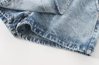 Summer Women Clothing Casual All Matching Double Breasted Denim Skirted Leggings