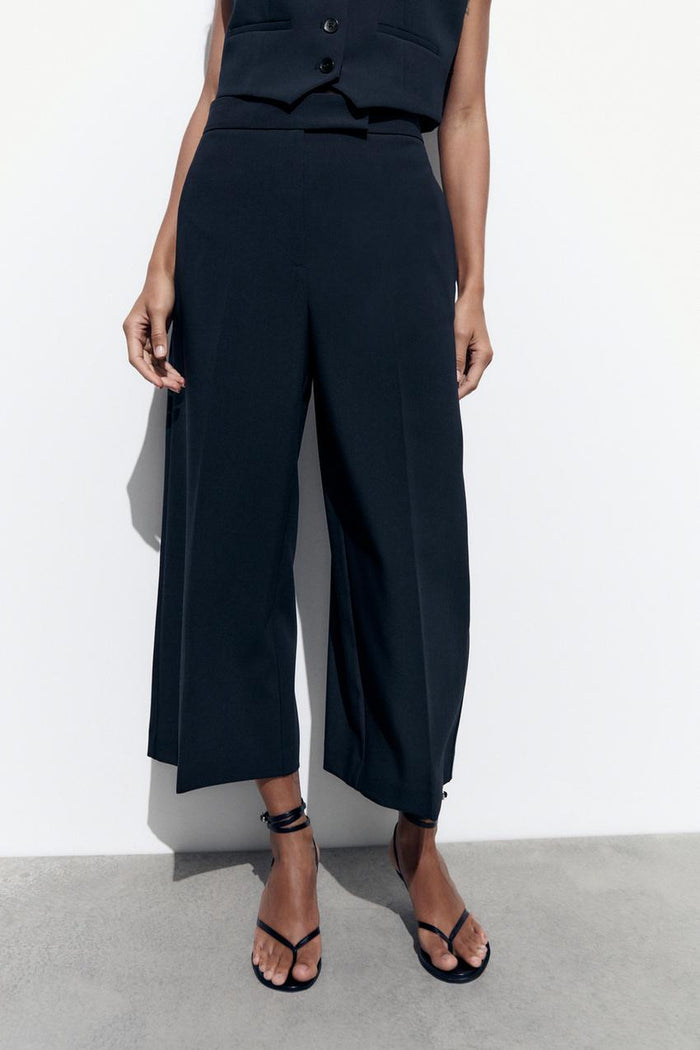 Casual Wide Leg Cropped Pants