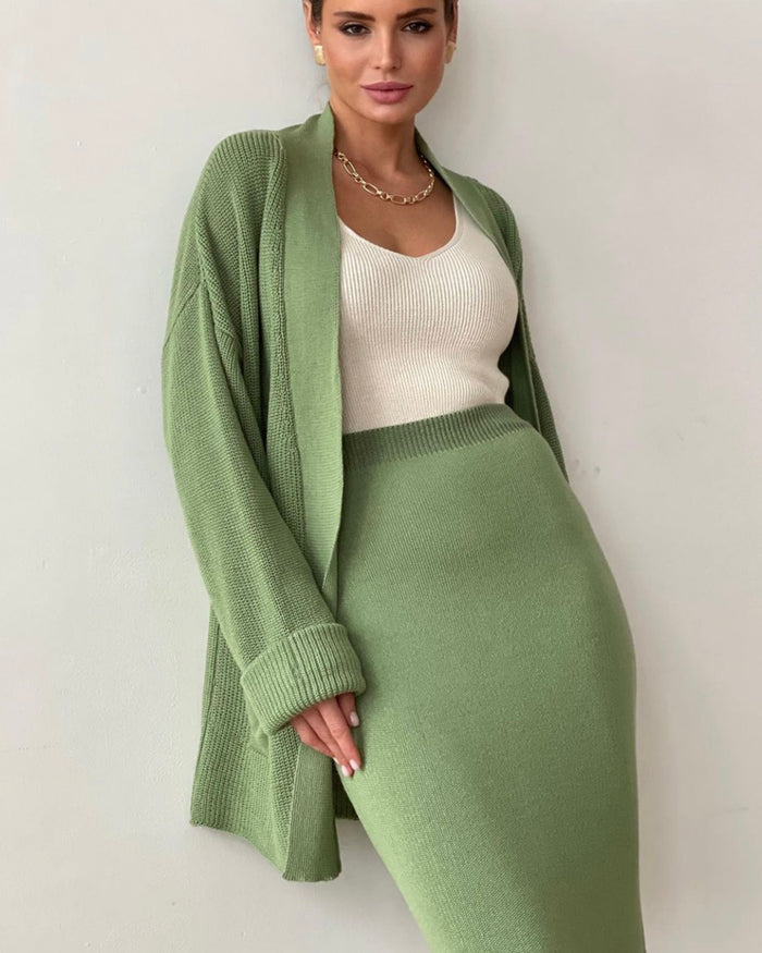 Knit Skirt & Cardigan Set