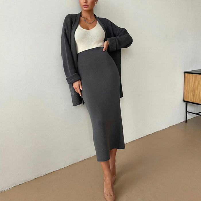 Knit Skirt & Cardigan Set