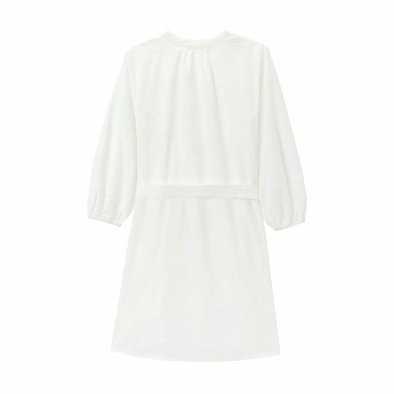 Embroidered Mini Poplin Dress