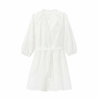 Embroidered Mini Poplin Dress
