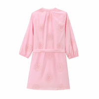 Embroidered Mini Poplin Dress