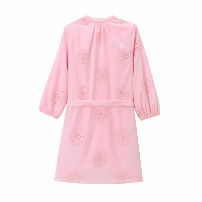Embroidered Mini Poplin Dress