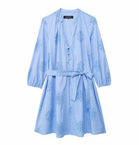 Embroidered Mini Poplin Dress