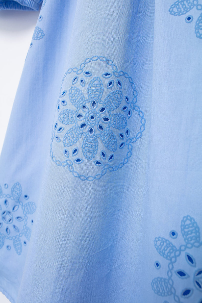 Embroidered Mini Poplin Dress