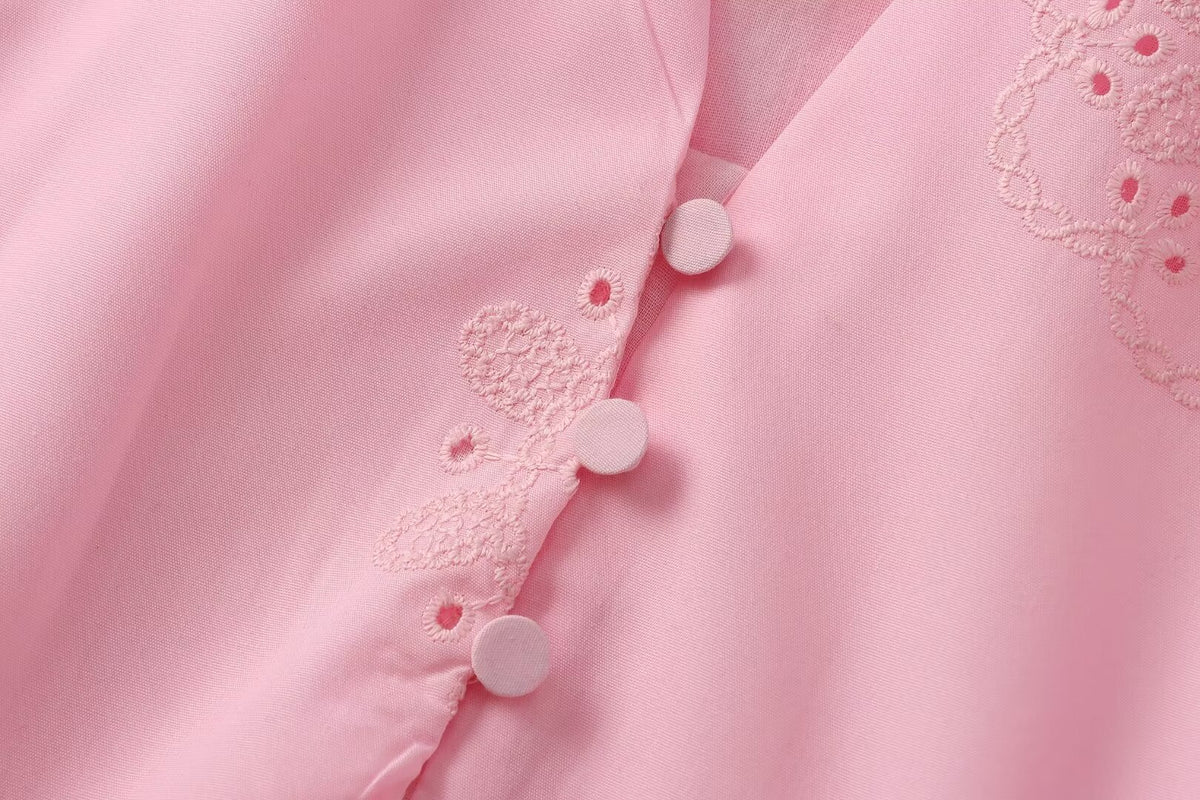 Embroidered Mini Poplin Dress